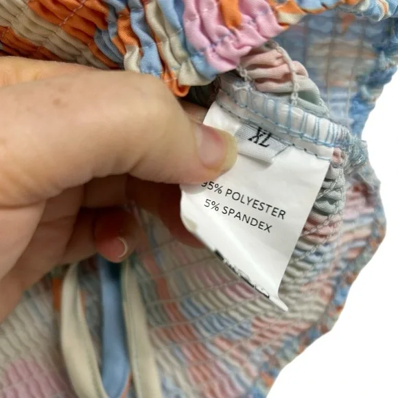 Boho Floral Print Two Piece Set Women’s XL | Smocked Crop Tank & Wide Leg Pants - Picture 5 of 14